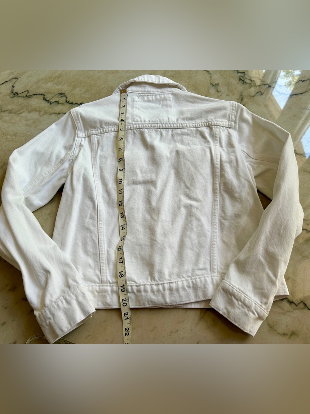 Michael Kors White Denim Trucker Jacket with Gold Hardware- S - Picture 6 of 7
